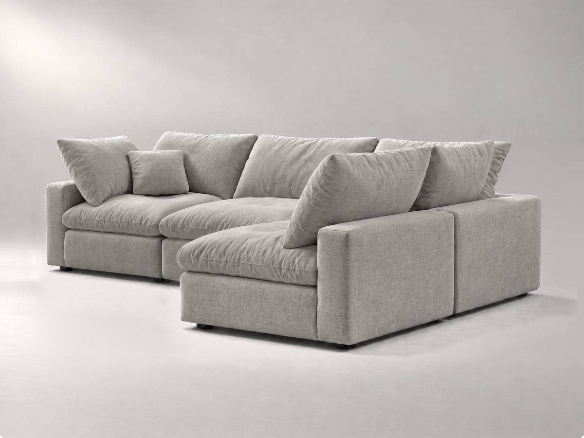 4-Piece Modular Sectional (Armless Chase) in Grey, right view | Garelli