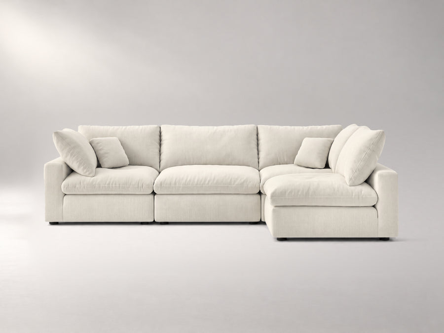 4-Piece Modular Sectional (Armless Chase) in Ivory, front view | Garelli