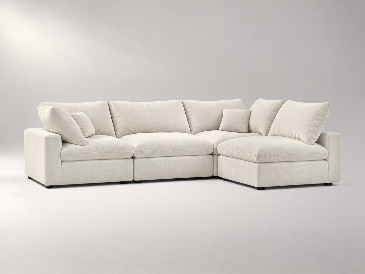 4-Piece Modular Sectional (Armless Chase) in Ivory, left view | Garelli