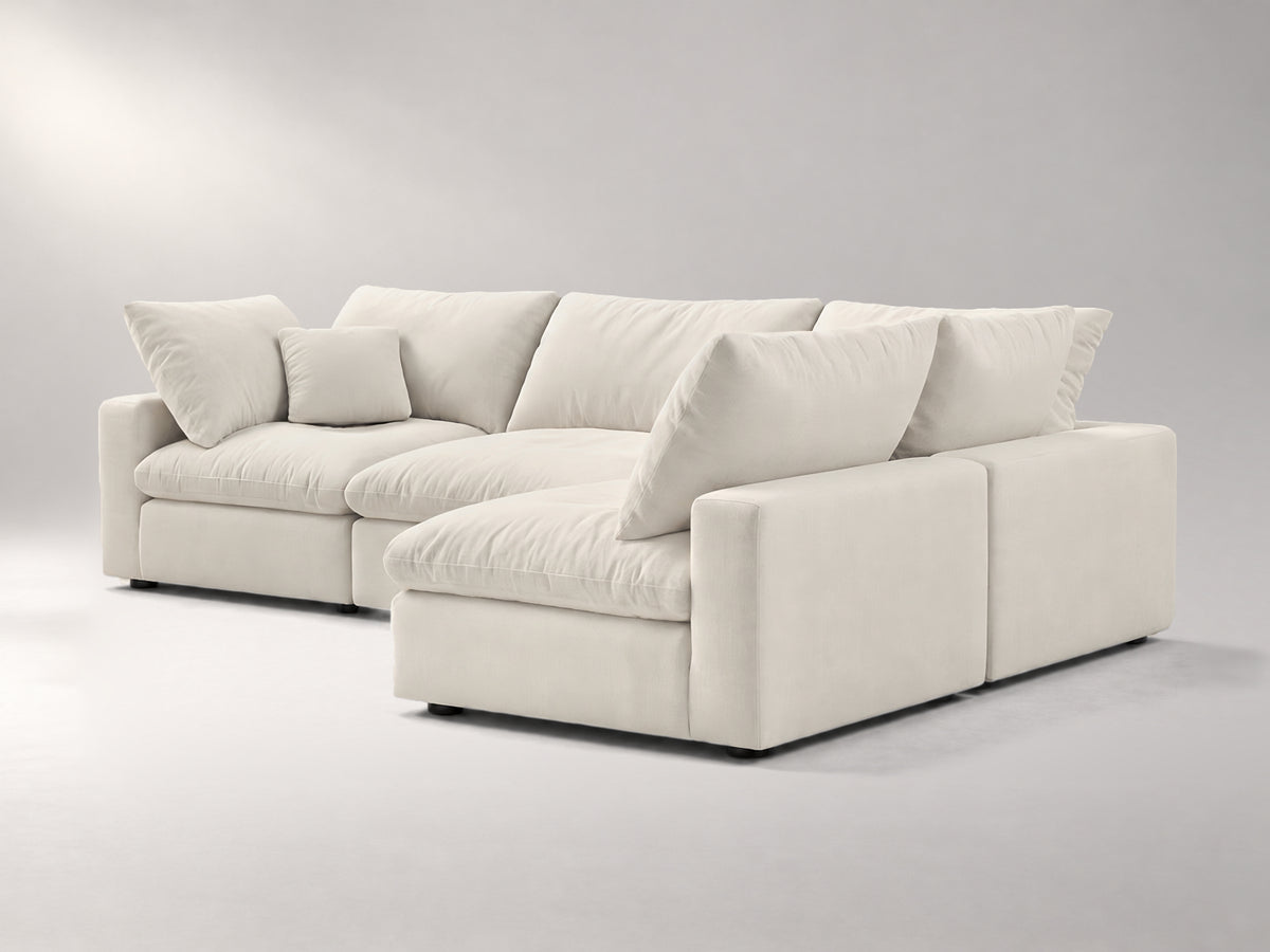 4-Piece Modular Sectional (Armless Chase) in Ivory, right view | Garelli
