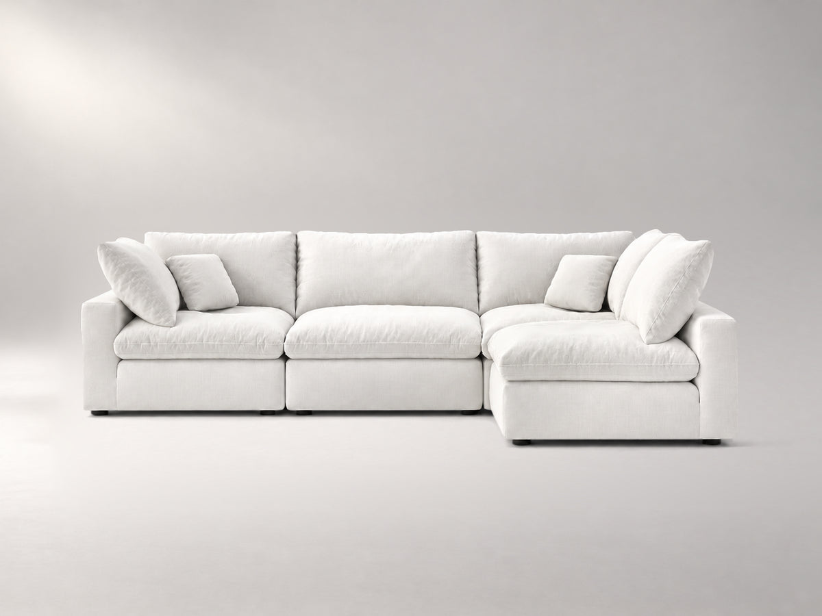 4-Piece Modular Sectional (Armless Chase) in Off-White, front view | Garelli