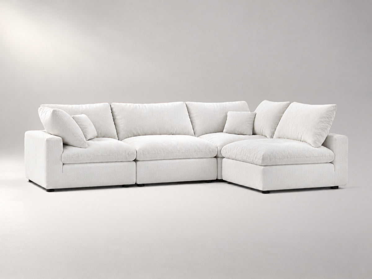 4-Piece Modular Sectional (Armless Chase) in Off-White, left view | Garelli