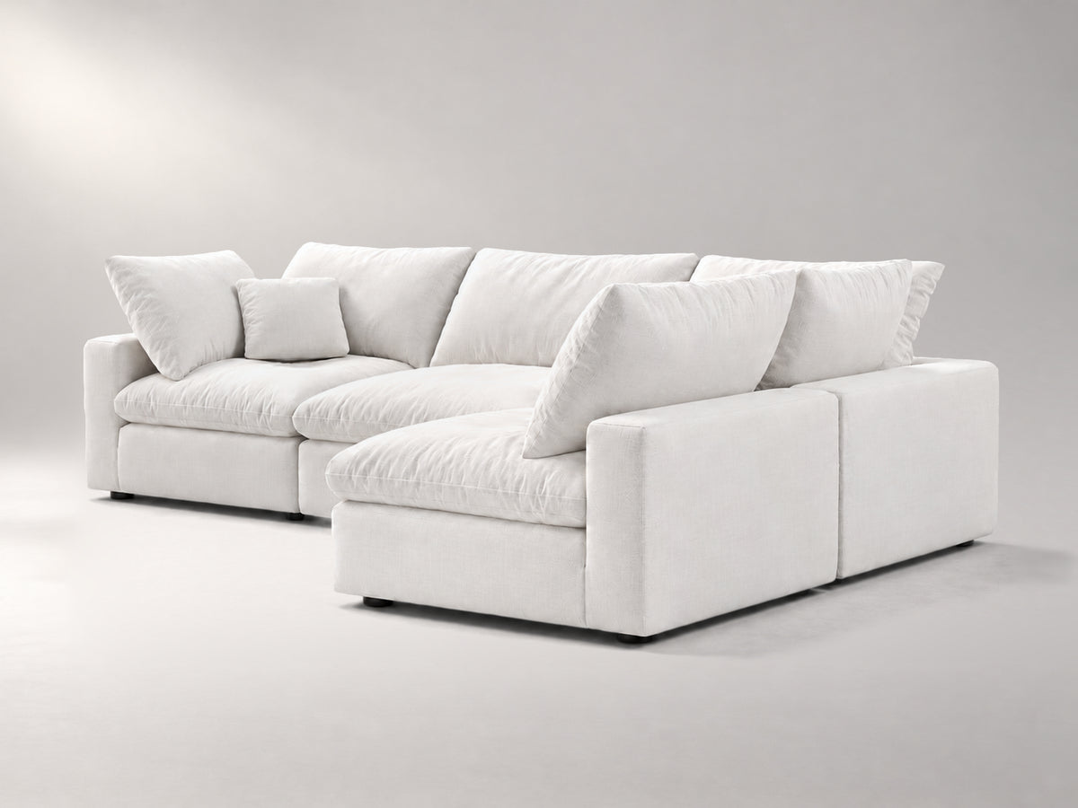 4-Piece Modular Sectional (Armless Chase) in Off-White, right view | Garelli