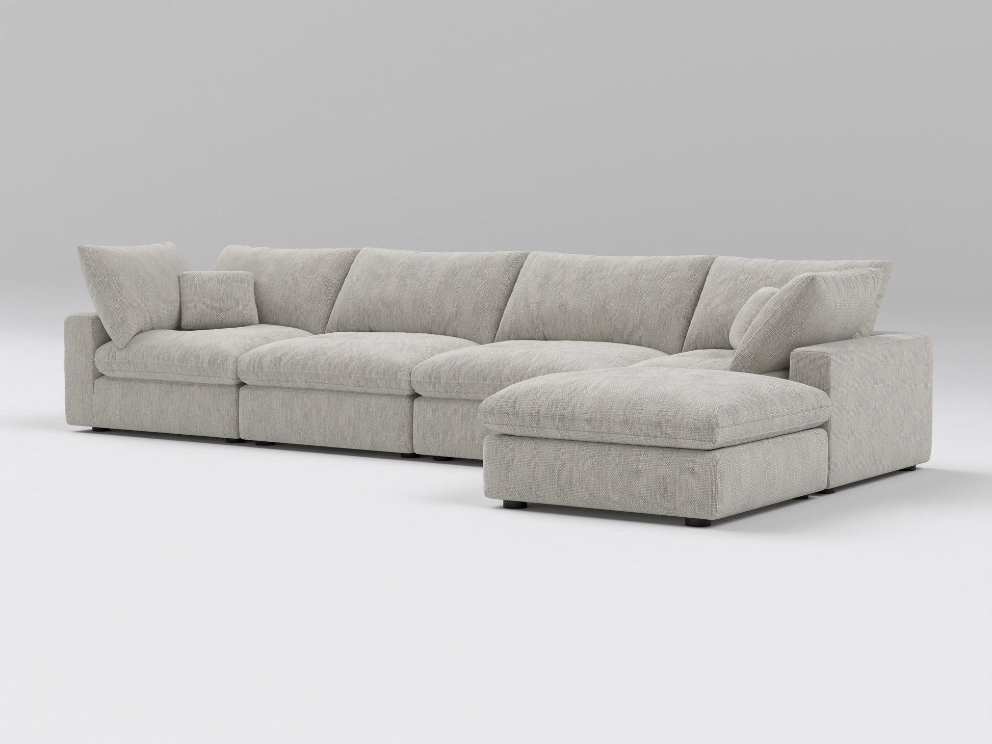 Gray 5-Piece Classic Modular Sectional – L-Shaped Sofa with Ottoman, Corner, and Armless Modules