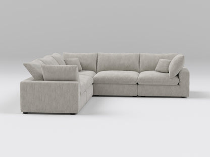 Gray Classic 5-Piece Modular Sectional – L-Shape Layout with Armless and Corner Sofa Pieces