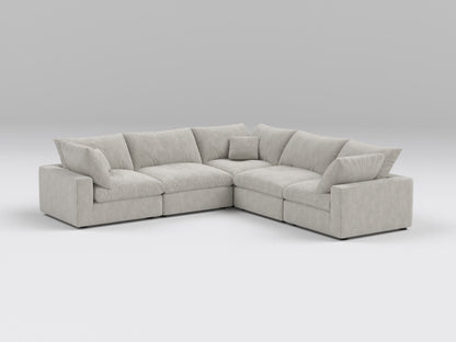 Gray Classic 5-Piece Modular Sectional – L-Shape Layout with Armless and Corner Sofa Pieces
