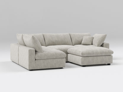 5-Piece Gray Classic Modular Sectional – Armless Lounge Sofa with Ottoman – Left View