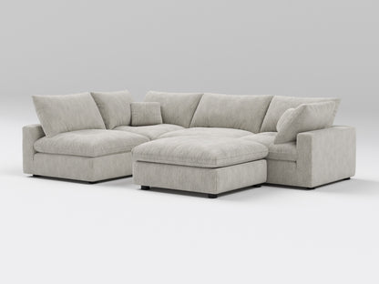 5-Piece Gray Classic Modular Sectional – Armless Lounge Sofa with Ottoman – Right View