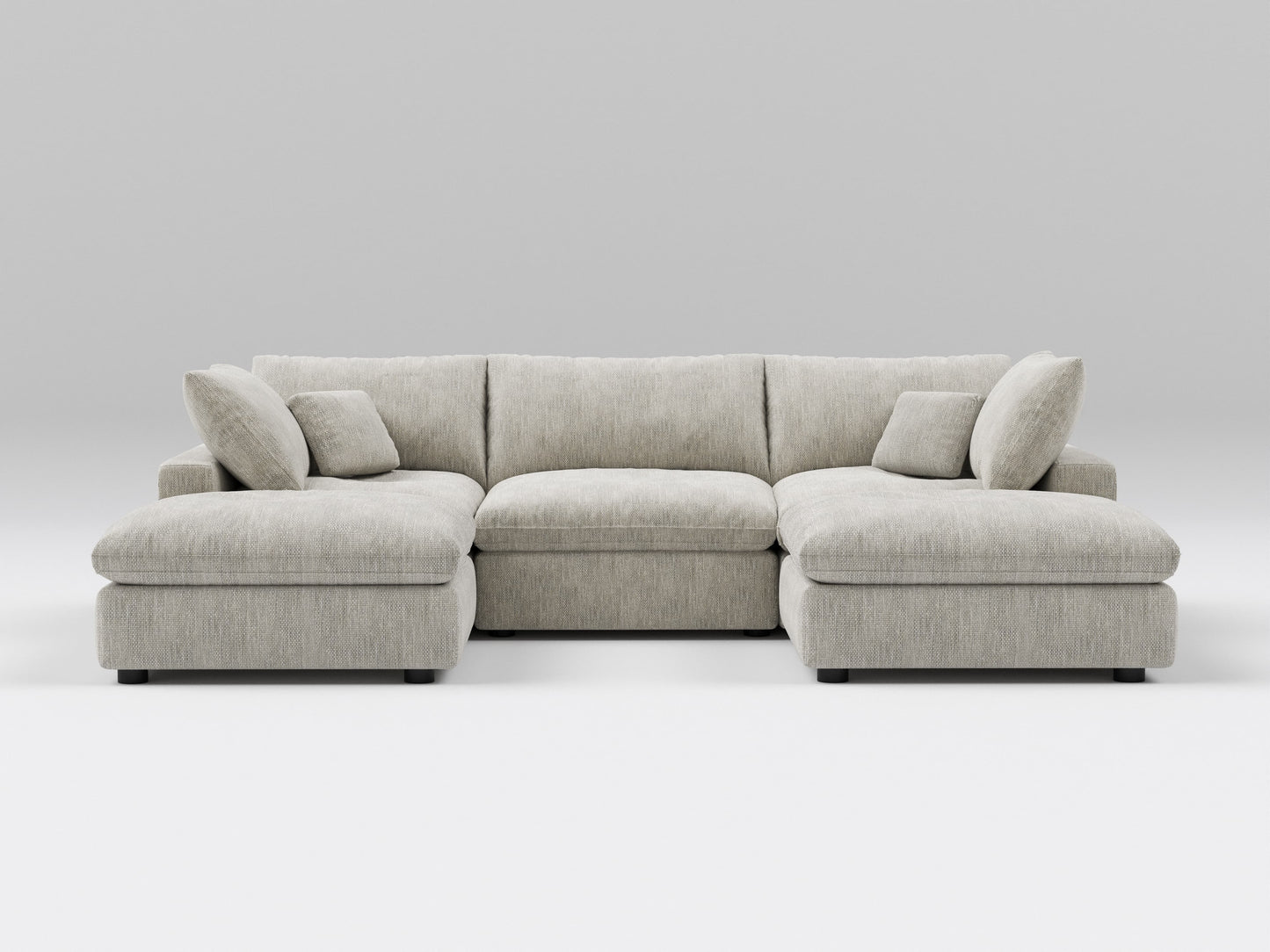 5-Piece Gray Classic Modular Sectional – U-Shaped Sofa Setup