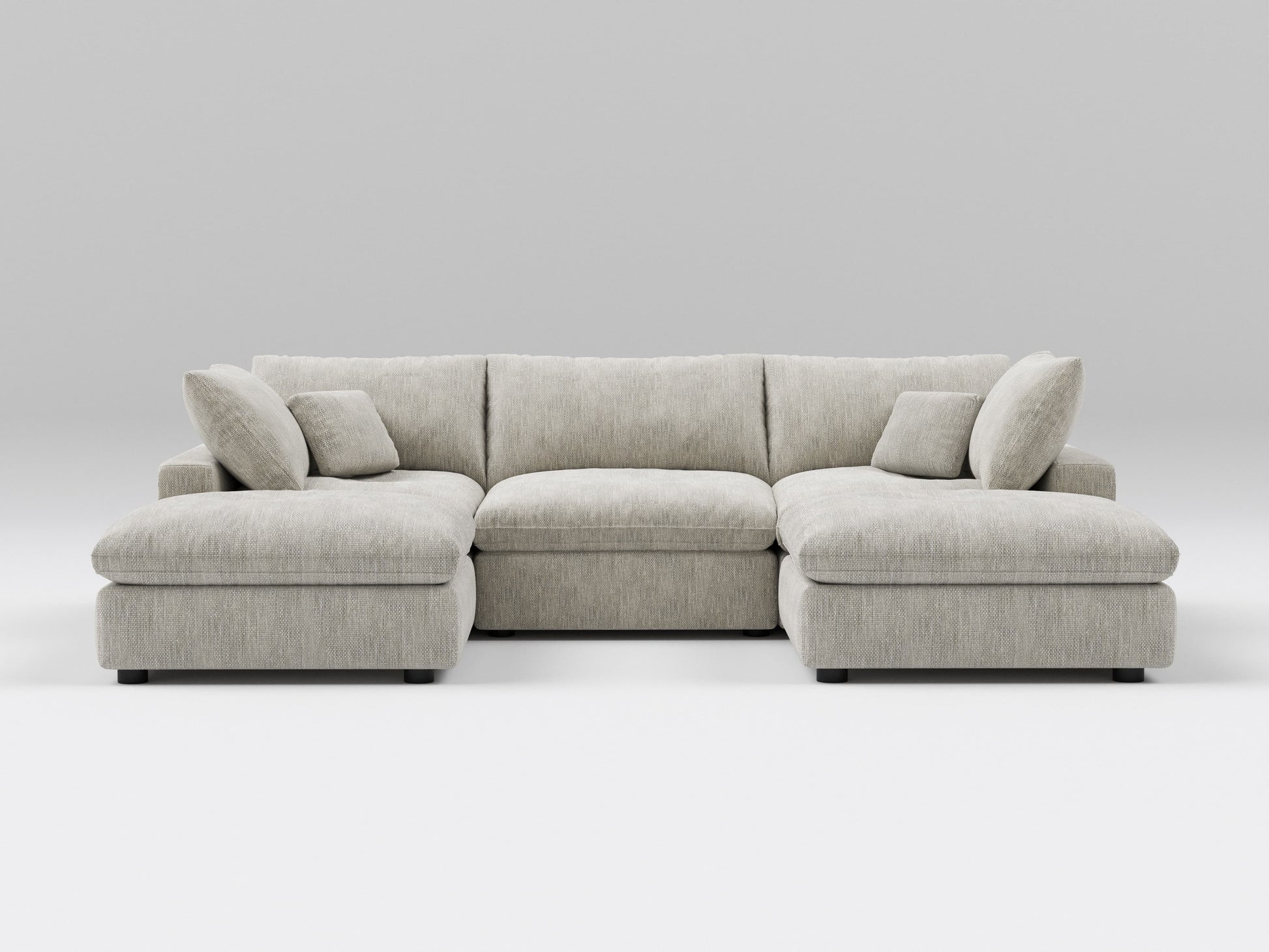 5-Piece Gray Classic Modular Sectional – U-Shaped Sofa Setup