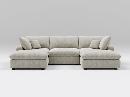 5-Piece Gray Classic Modular Sectional – U-Shaped Sofa Setup