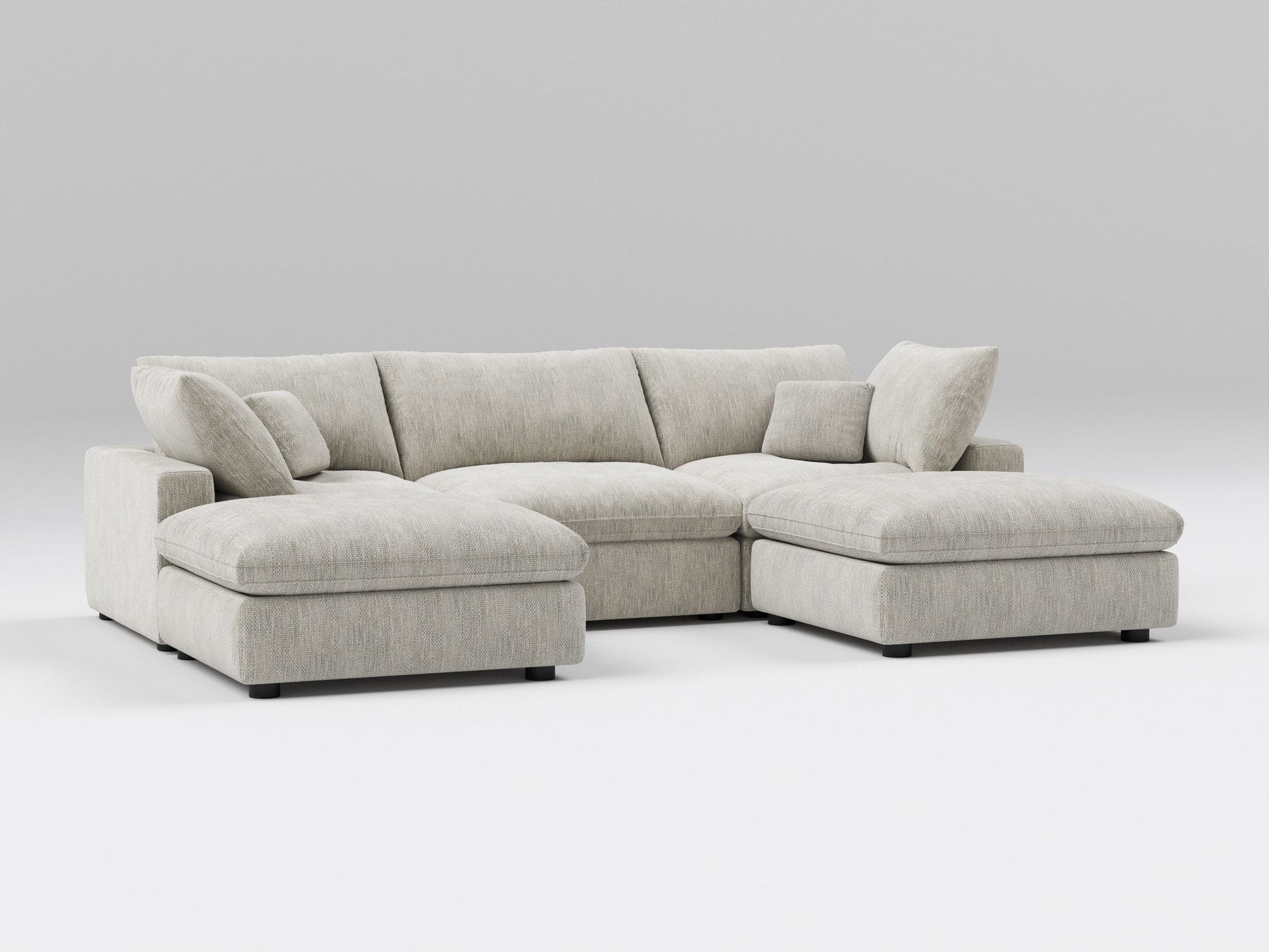 5-Piece Gray Classic Modular Sectional – U-Shaped Sofa Setup