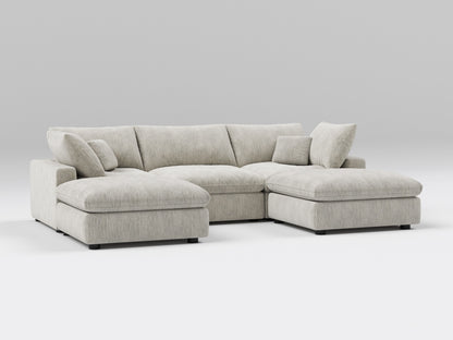5-Piece Gray Classic Modular Sectional – U-Shaped Sofa Setup