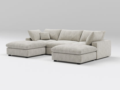 5-Piece Gray Classic Modular Sectional – U-Shaped Sofa Setup