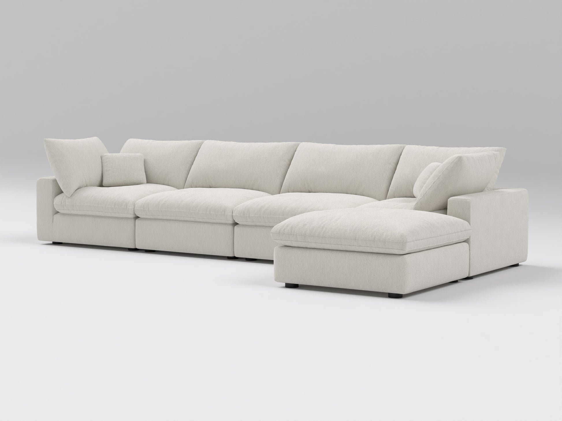 Ivory 5-Piece Modular Classic Sectional – L-Shaped Sofa with Two Corners, Two Armless Chairs, and One Ottoman