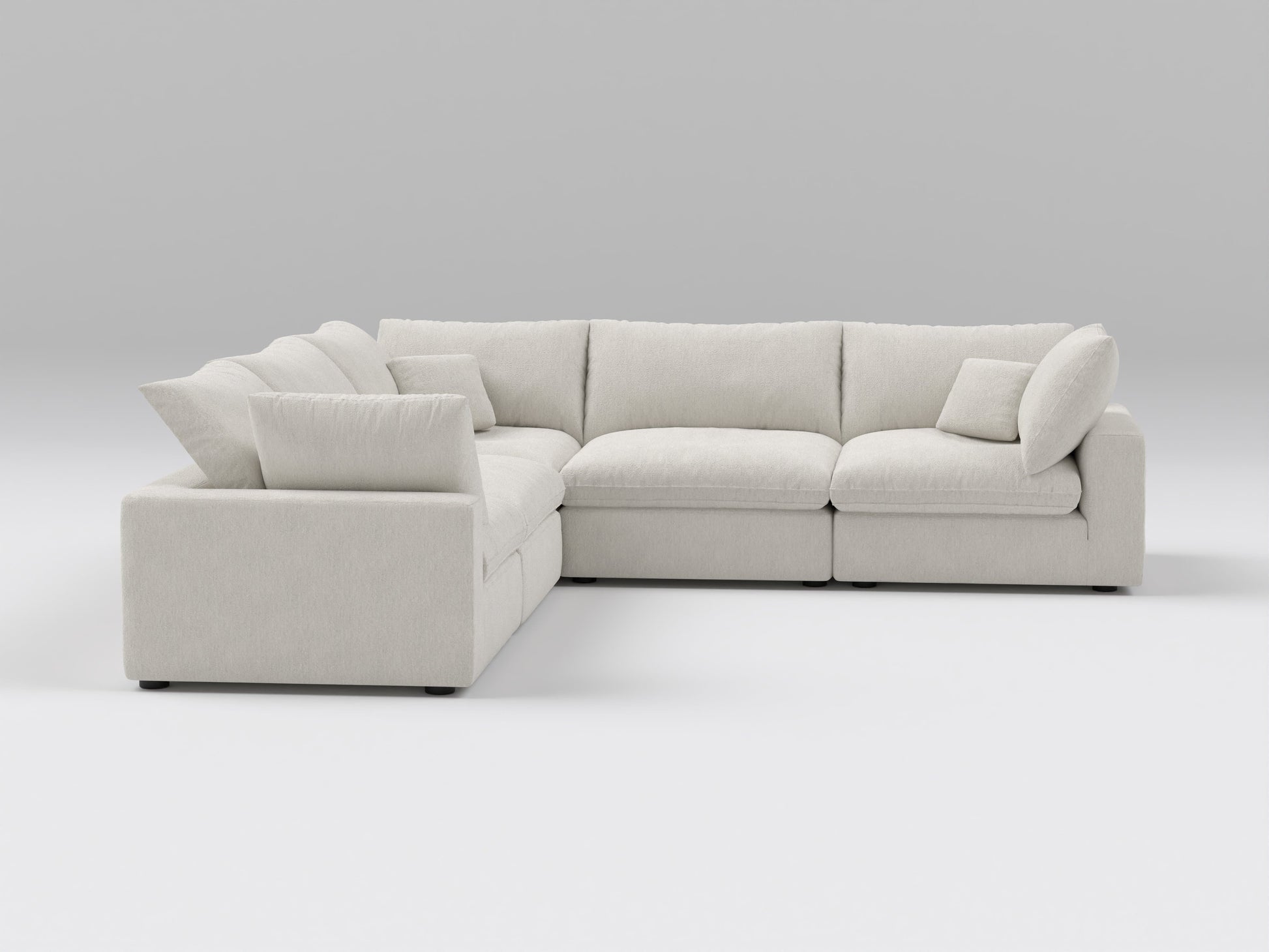 Ivory 5-Piece Modular Classic Sectional – L-Shaped Sofa with 3 Armless Seats and 2 Corner Chairs