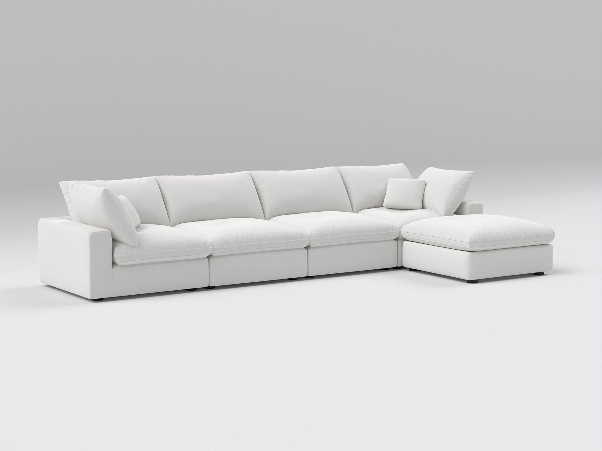 Off-White 5-Piece Modular Classic Sectional – L-Shaped Sofa with Two Corners, Two Armless Chairs, and One Ottoman