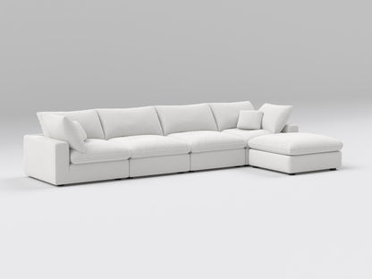 Off-White 5-Piece Modular Classic Sectional – L-Shaped Sofa with Two Corners, Two Armless Chairs, and One Ottoman