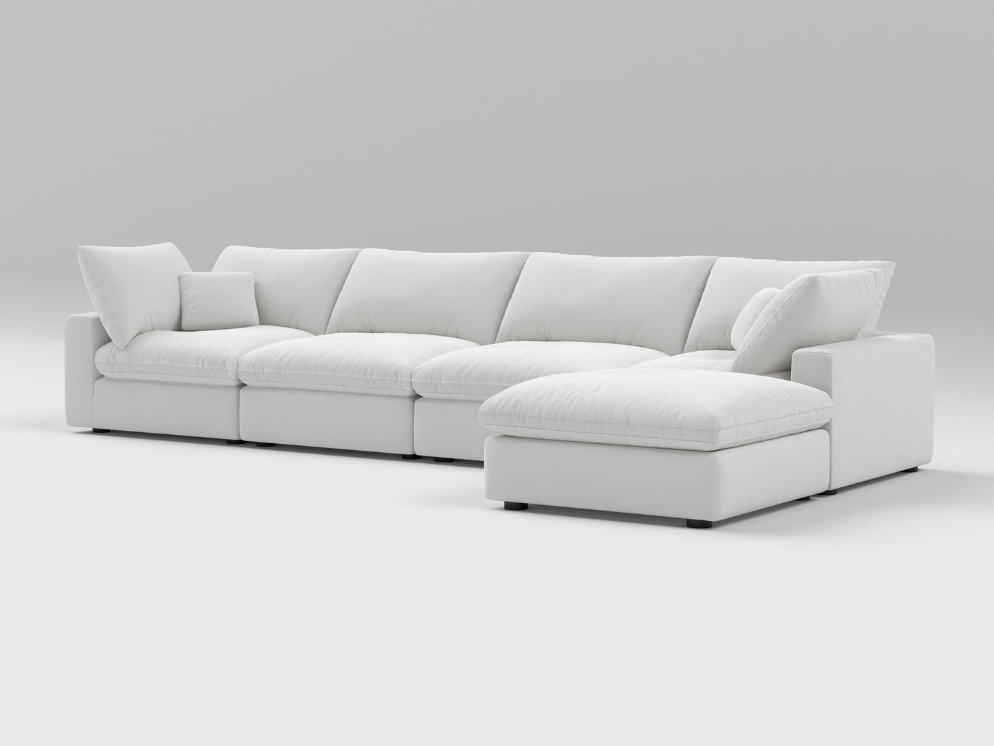 Off-White 5-Piece Modular Classic Sectional – L-Shaped Sofa with Two Corners, Two Armless Chairs, and One Ottoman