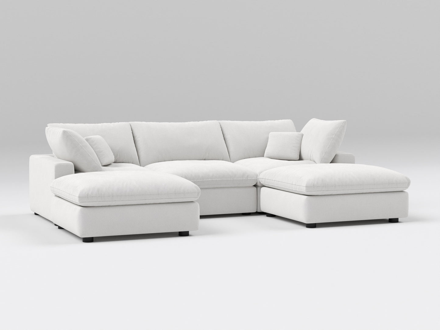 5-Piece Classic Modular Sectional in Off-White – U-Shaped Sofa Configuration