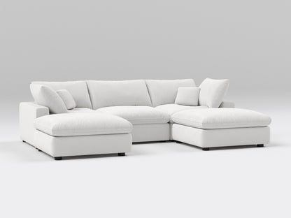 5-Piece Classic Modular Sectional in Off-White – U-Shaped Sofa Configuration