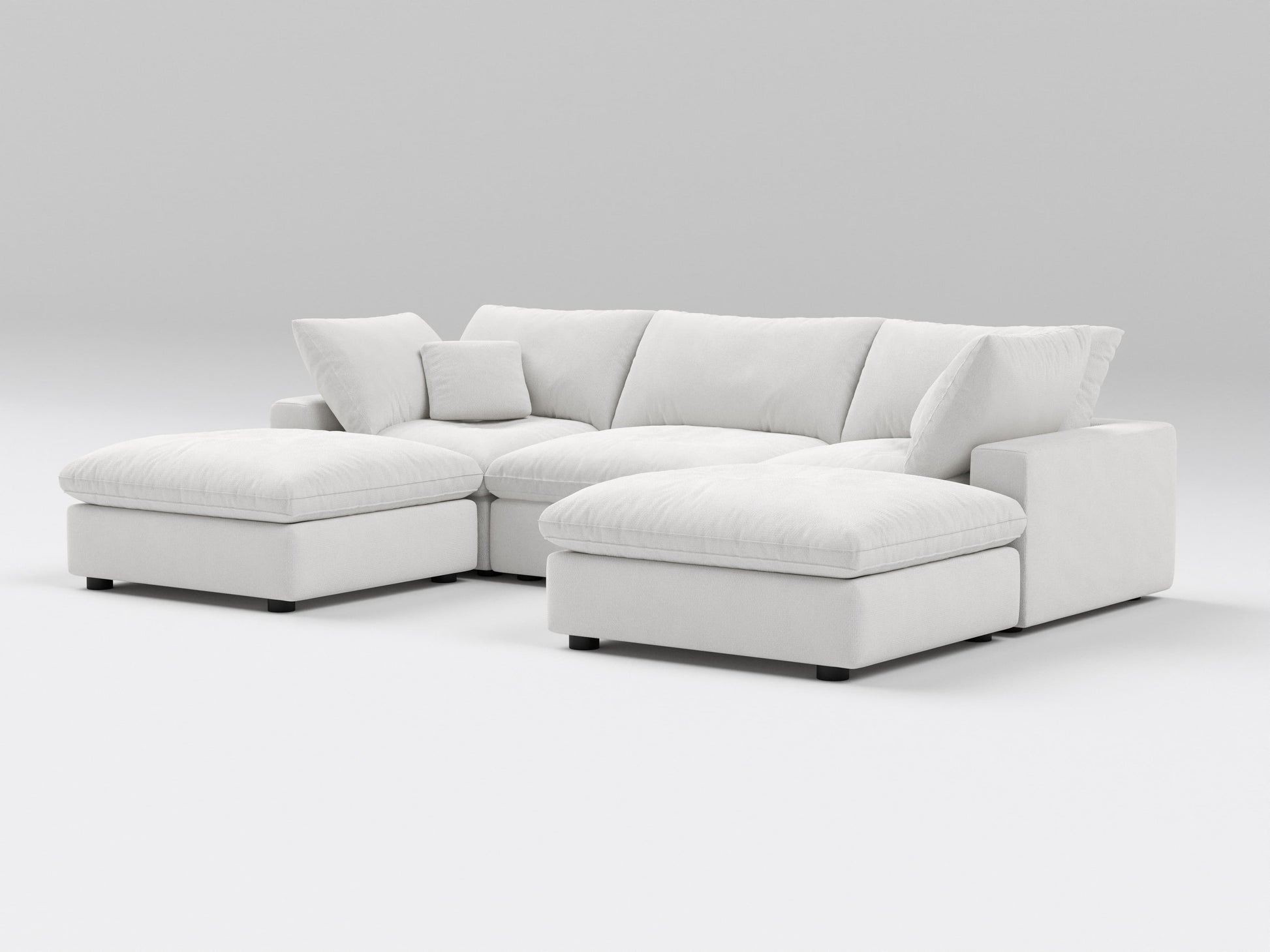 5-Piece Classic Modular Sectional in Off-White – U-Shaped Sofa Configuration