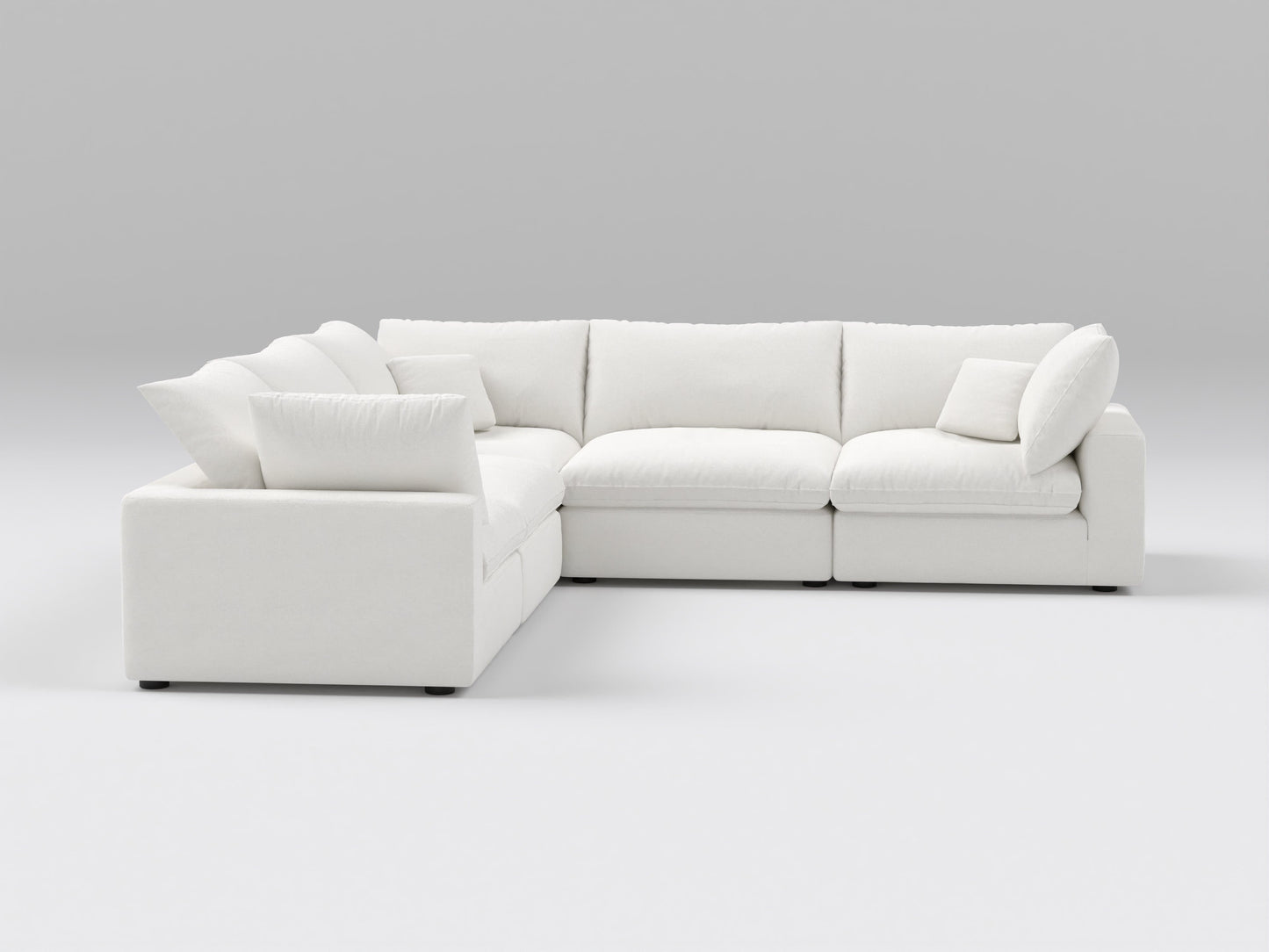 Compact White 5-Piece Modular Sectional