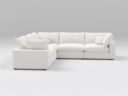 Compact White 5-Piece Modular Sectional