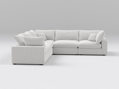 Compact Off-White 5-Piece Modular Sectional
