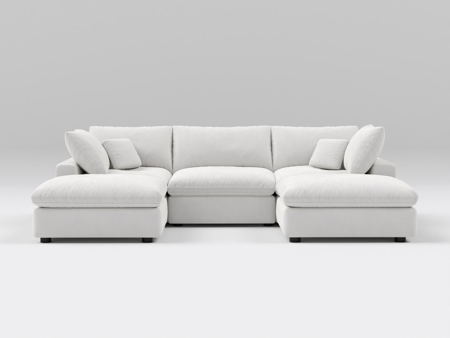 5-Piece Gray Classic Modular Sectional – U-Shaped Sofa Setup