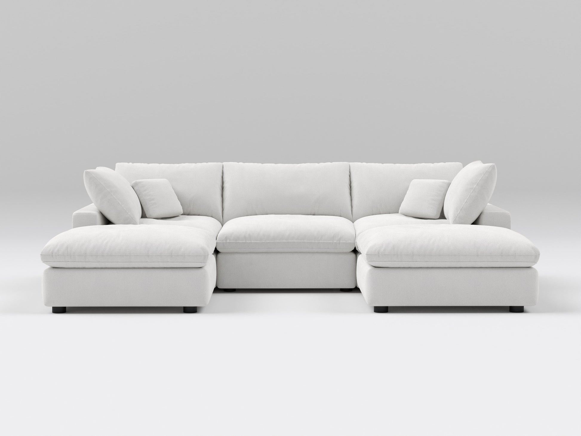 5-Piece Gray Classic Modular Sectional – U-Shaped Sofa Setup