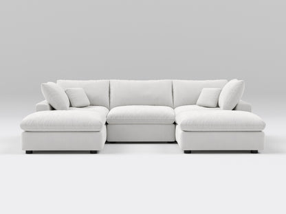 5-Piece Gray Classic Modular Sectional – U-Shaped Sofa Setup