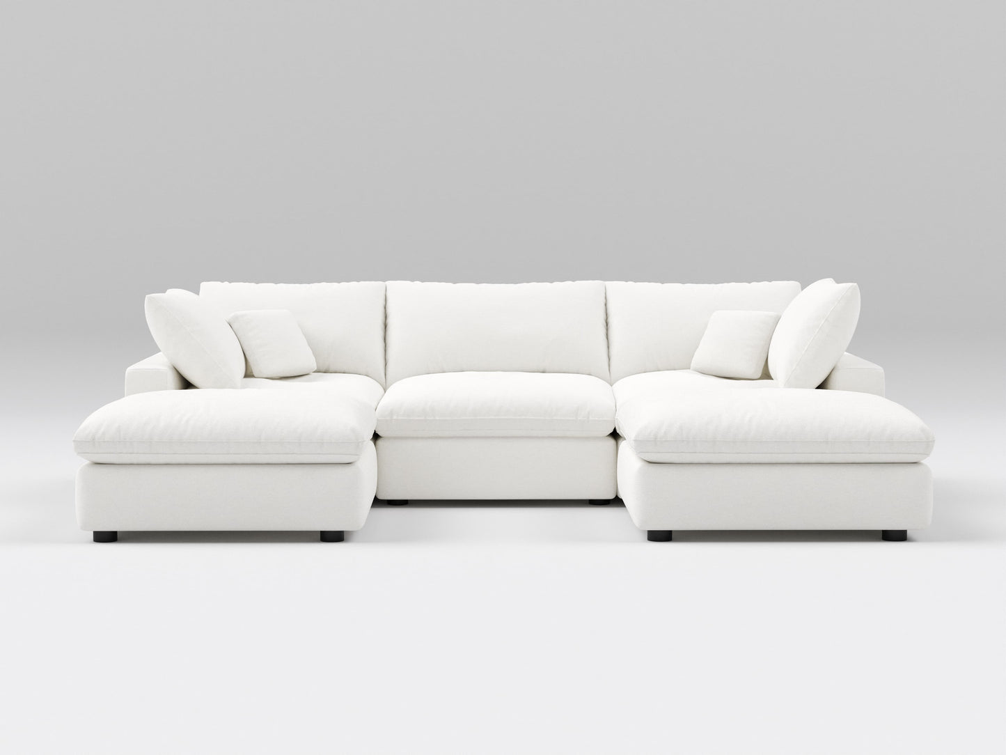 5-Piece Gray Classic Modular Sectional – U-Shaped Sofa Setup