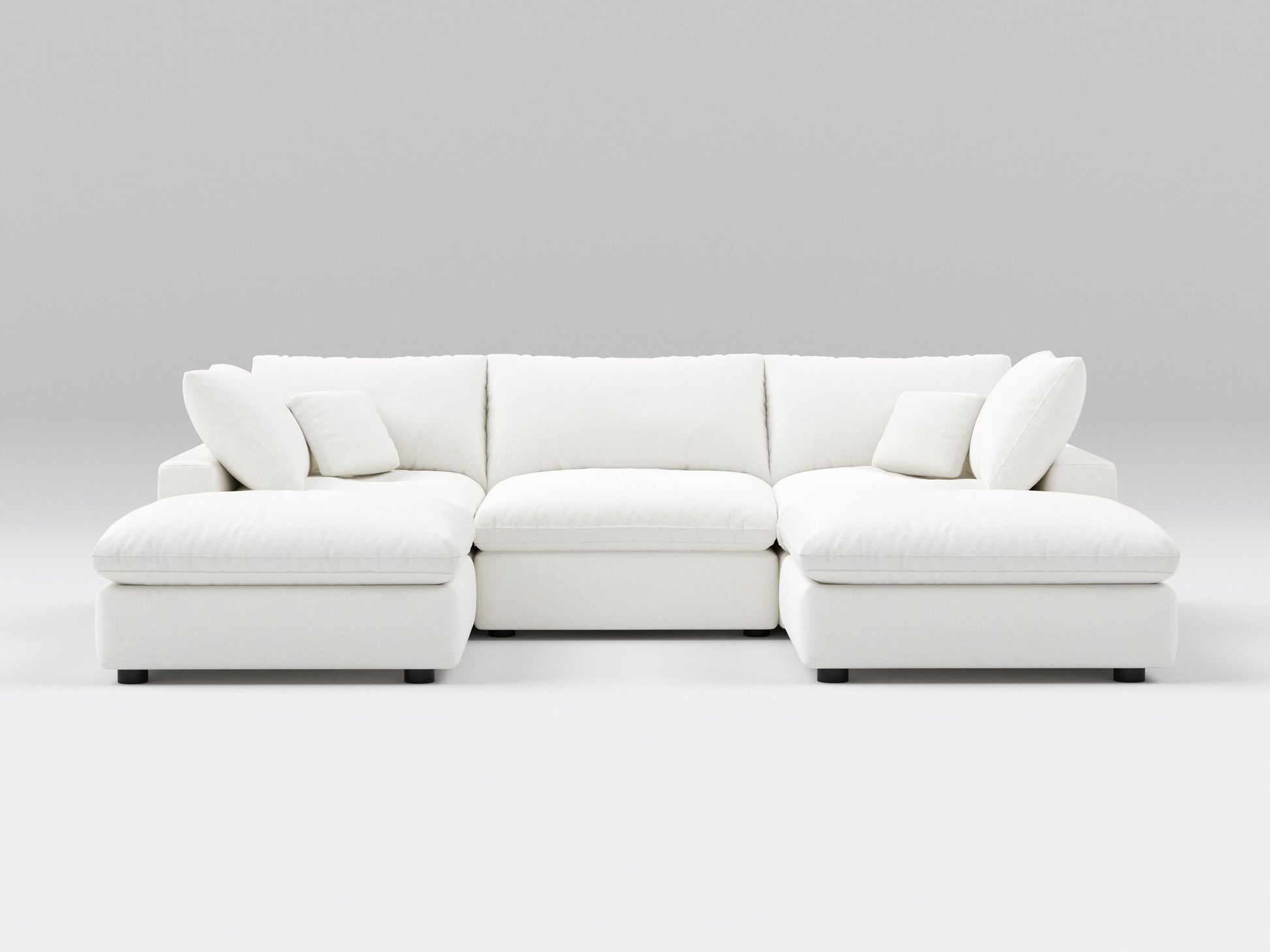 5-Piece Gray Classic Modular Sectional – U-Shaped Sofa Setup