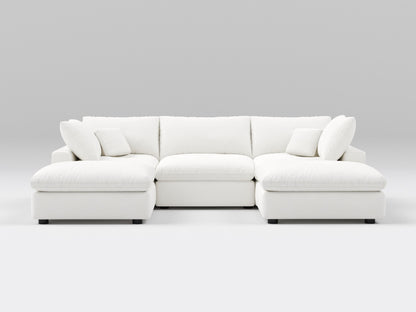 5-Piece Gray Classic Modular Sectional – U-Shaped Sofa Setup