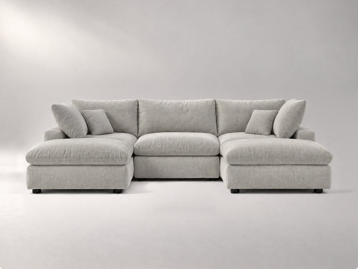 5-Piece Modular Classic Sectional (U-Shape) in Grey, front view | Garelli