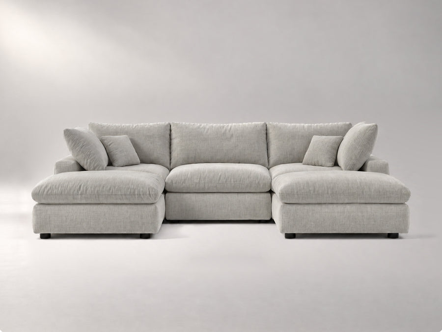 5-Piece Modular Classic Sectional (U-Shape) in Grey, front view | Garelli