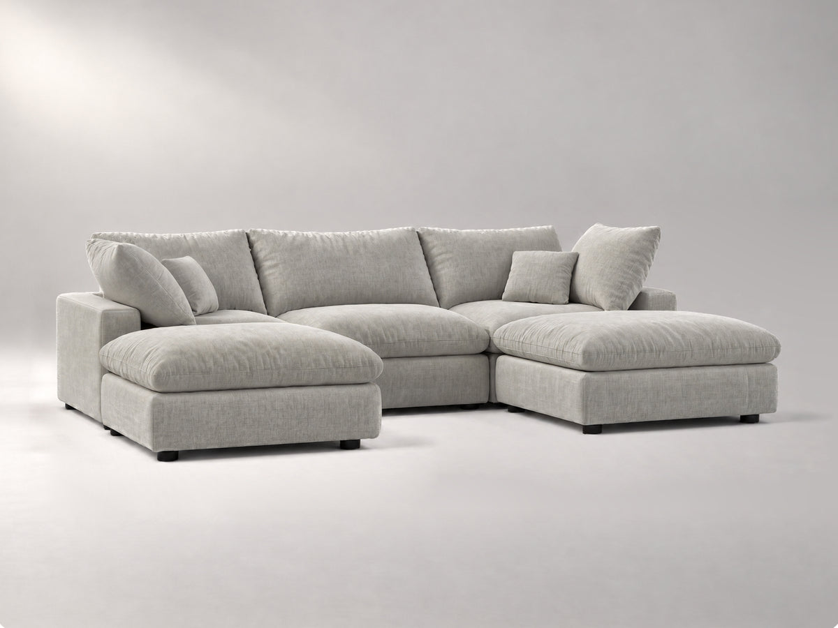 5-Piece Modular Classic Sectional (U-Shape) in Grey, left view | Garelli