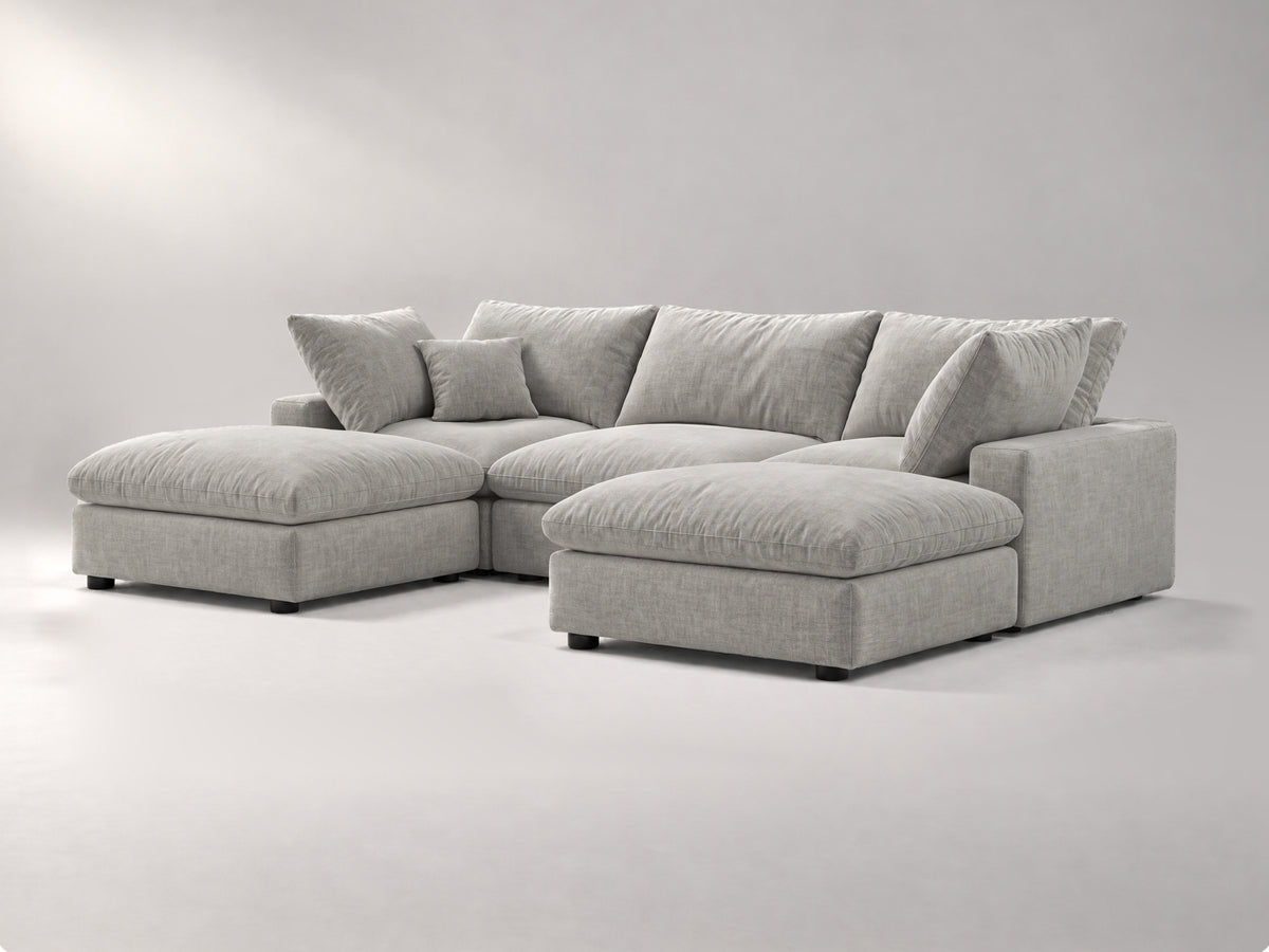 5-Piece Modular Classic Sectional (U-Shape) in Grey, right view | Garelli