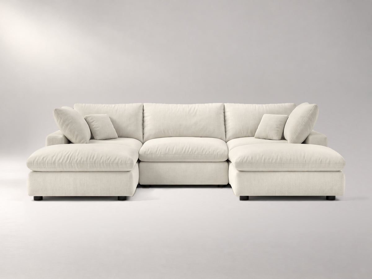 5-Piece Modular Classic Sectional (U-Shape) in Ivory, front view | Garelli