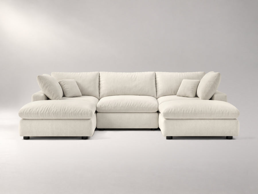 5-Piece Modular Classic Sectional (U-Shape) in Ivory, front view | Garelli