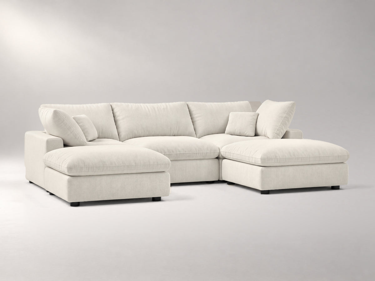 5-Piece Modular Classic Sectional (U-Shape) in Ivory, left view | Garelli
