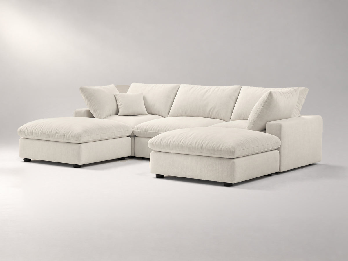 5-Piece Modular Classic Sectional (U-Shape) in Ivory, right view | Garelli