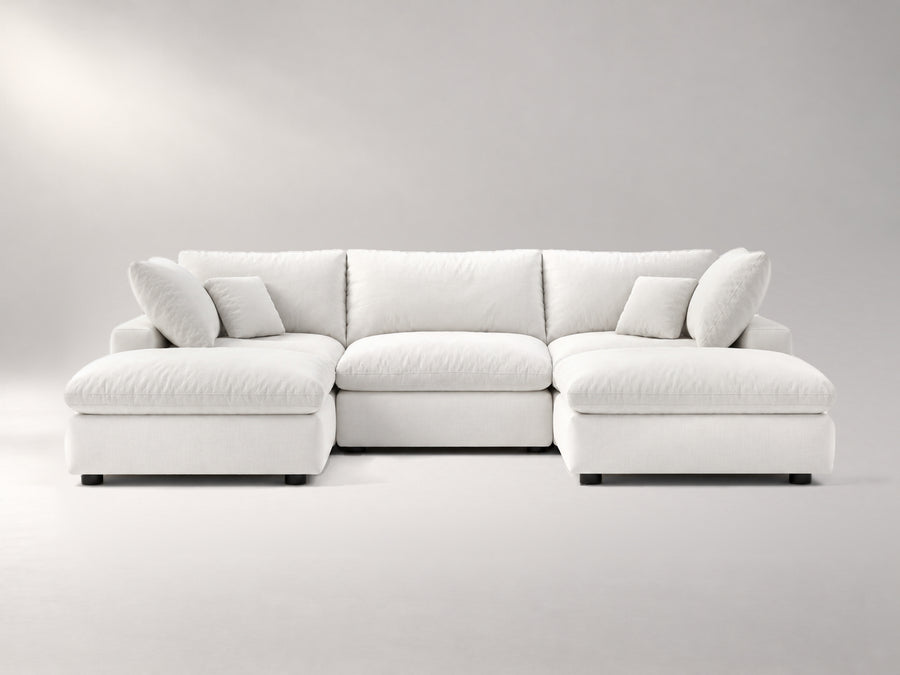 5-Piece Modular Classic Sectional (U-Shape) in Off-White, front view | Garelli