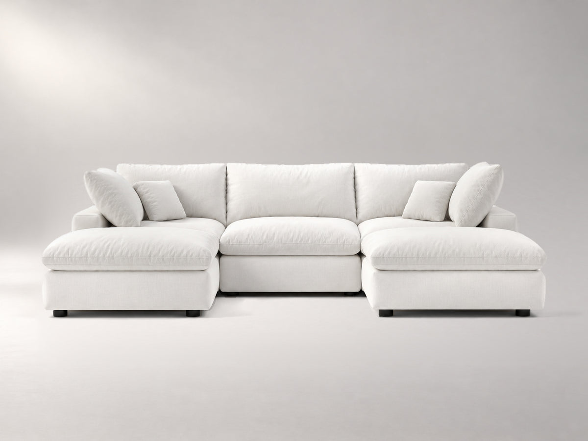 5-Piece Modular Classic Sectional (U-Shape) in Off-White, front view | Garelli