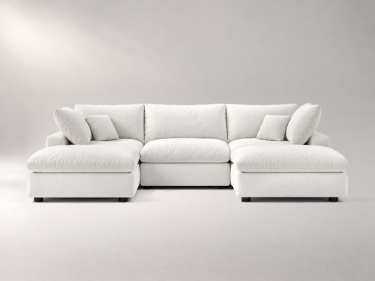 5-Piece Modular Classic Sectional (U-Shape) in Off-White, front view | Garelli