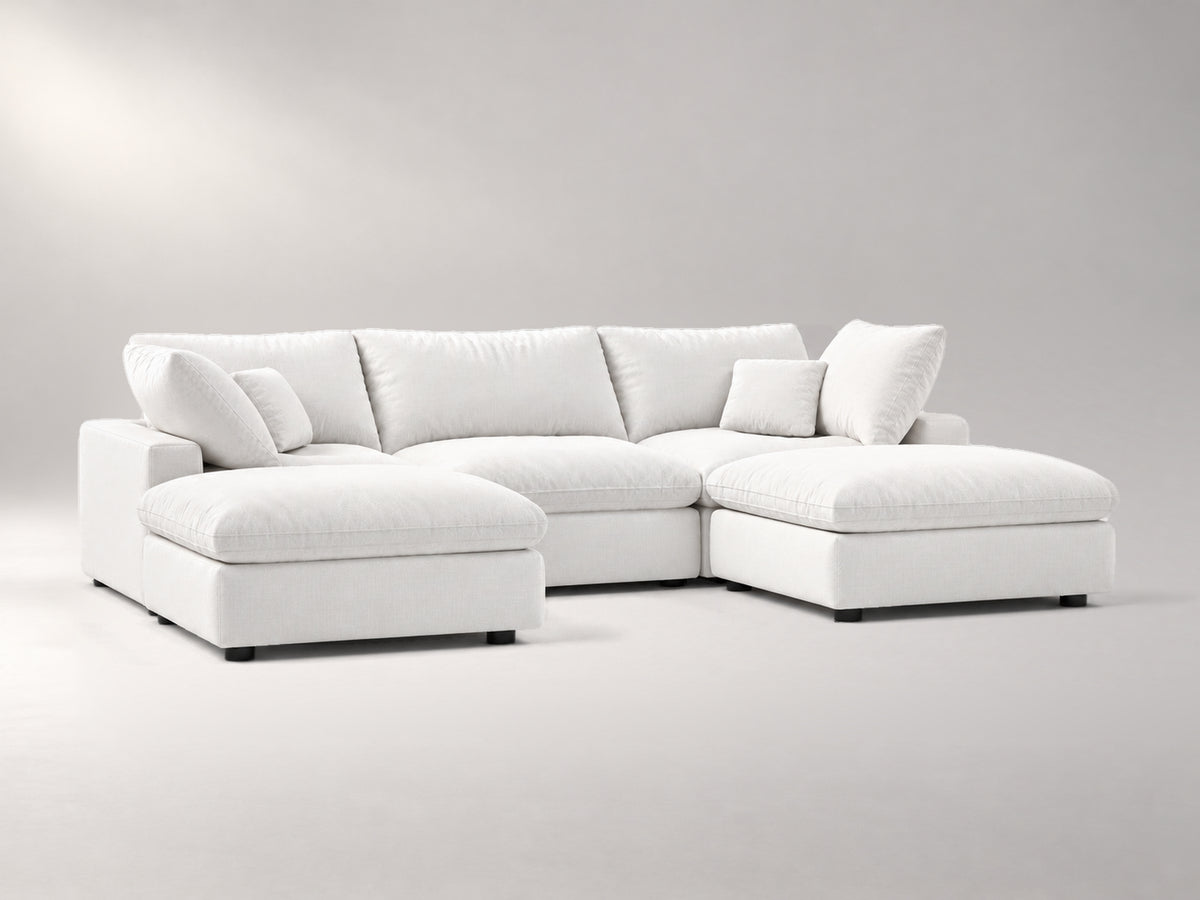 5-Piece Modular Classic Sectional (U-Shape) in Off-White, left view | Garelli