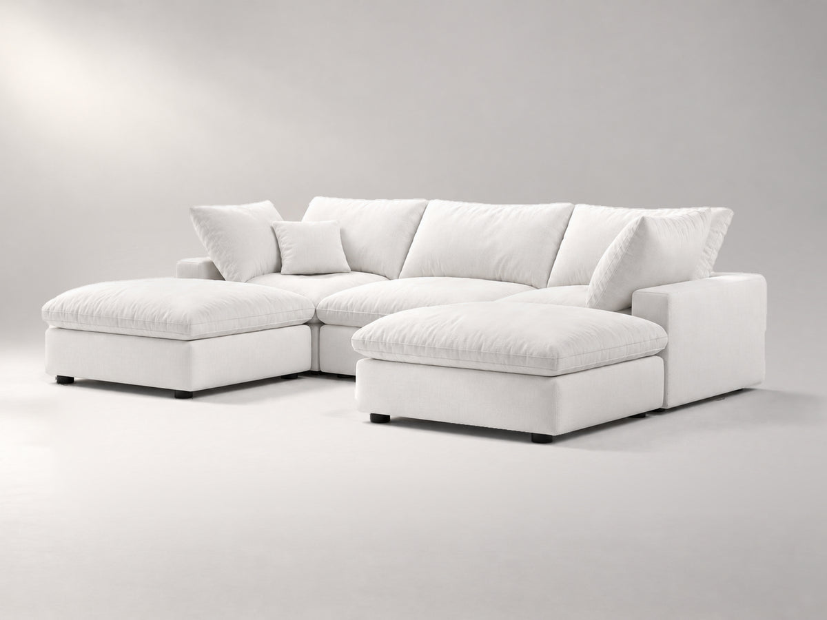5-Piece Modular Classic Sectional (U-Shape) in Off-White, right view | Garelli