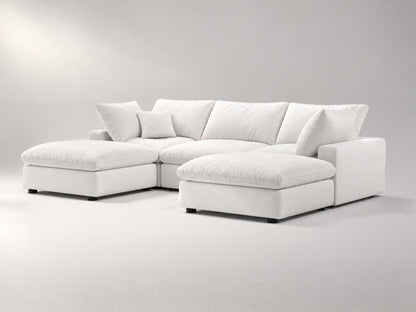 5-Piece Modular Classic Sectional (U-Shape) in Off-White, right view | Garelli