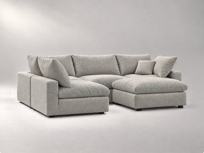 5-Piece Modular Sectional (Armless + Ottoman) in Grey, left view | Garelli